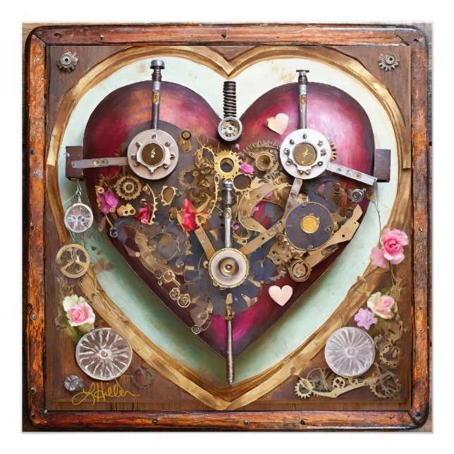 Buff Red Heart Steampunk Serie Fotodruck (Vorne)