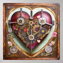 Buff Rot Herz Steampunk-Serie Poster