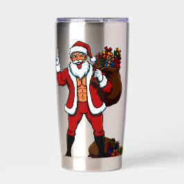 Buff Santa Friedenszeichen! Gerissene Abs & Lustig Thermobecher