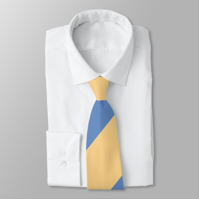 Buff und Sky Blue Broad Regimental Strip Krawatte (Gebunden)