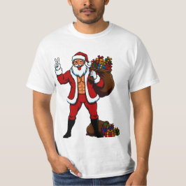 Buff Weihnachtsmann Friedenszeichen! Gerissene Abs T-Shirt