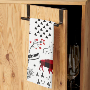 Buffalo Adventures Black and Red Kariert ID599 Geschirrtuch