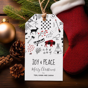 Buffalo Adventures Black & Red Kariert ID599 Geschenkanhänger