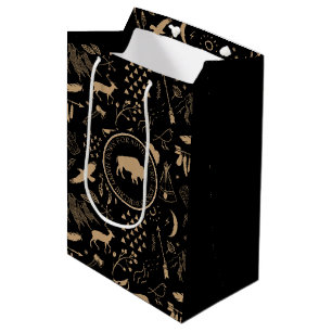 Buffalo Adventures Muster und Label Kraft ID599 Mittlere Geschenktüte