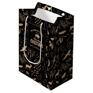 Buffalo Adventures Pattern Label Kraft ID599 Mittlere Geschenktüte