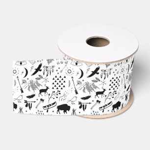 Buffalo Adventures Pattern Schwarz ID599 Ripsband