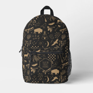 Buffalo Adventures Tan Black ID599 Bedruckter Rucksack