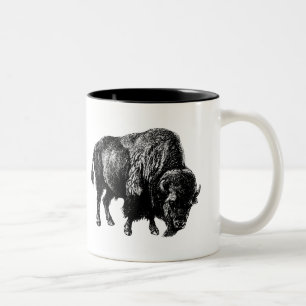 Buffalo American Bison Vintag Wood Gravur Tasse