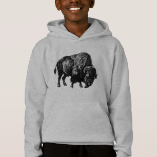 Buffalo American Bison Vintage Holzgrabung Hoodie