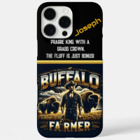 Buffalo Bauer mit Herde bei Dämmerung