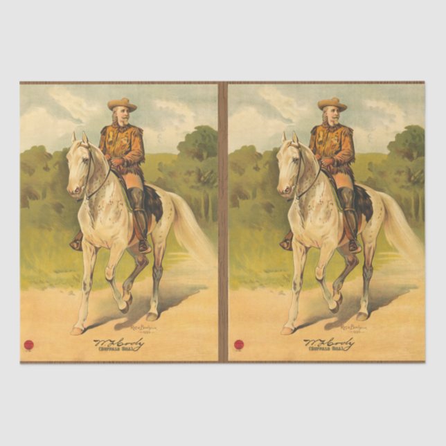 Buffalo Bill Cody on Horse Pattern Decoupage Seidenpapier (Vorderseite)