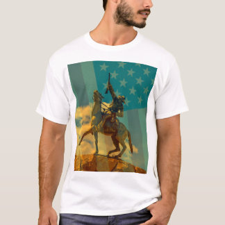 Buffalo Bill Cody statue Cody, Wyoming & USA flagg T-Shirt