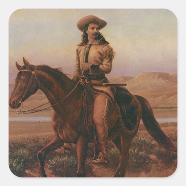 Buffalo Bill Quadratischer Aufkleber (Vorderseite)