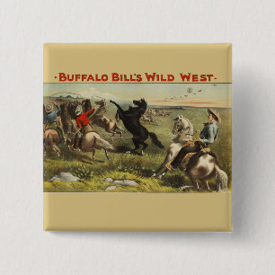 Buffalo Bill Wild West Cowboy Pferd Poster Button