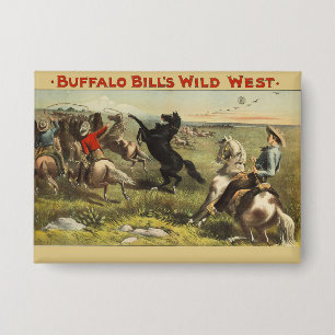 Buffalo Bill Wild West Cowboy Pferd Poster Button