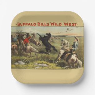 Buffalo Bill Wild West Cowboy Pferd Poster Pappteller