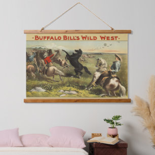 Buffalo Bill Wild West Cowboy Pferd Poster Wandteppich Mit Holzrahmen