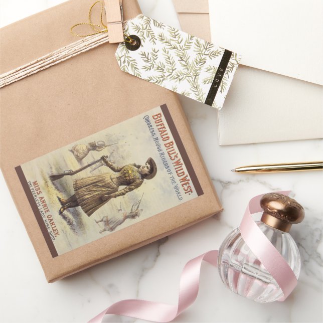 Buffalo Bill's Wild West Show mit Annie Oakley Rechteckiger Aufkleber (Schenken)