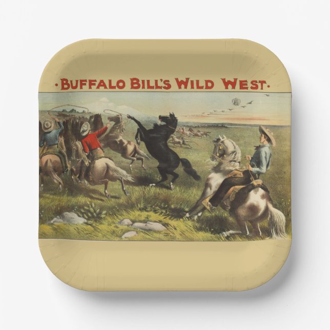 Buffalo Bills wilde Westpferde Pappteller (Vorderseite)