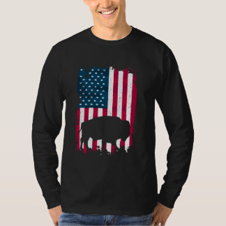 Buffalo Bison American Flag 4. Juli USA Patriotic T-Shirt