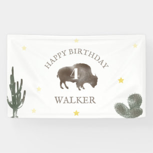 Buffalo Bison Cactus Desert Ranch Western Geburtst Banner