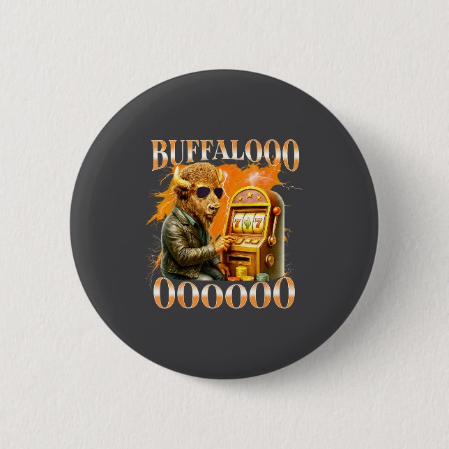 Buffalo Bison Casino Slot Machine Funny Gambling B Button (Vorderseite)