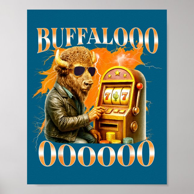 Buffalo Bison Casino Slot Machine Funny Gambling B Poster (Vorne)