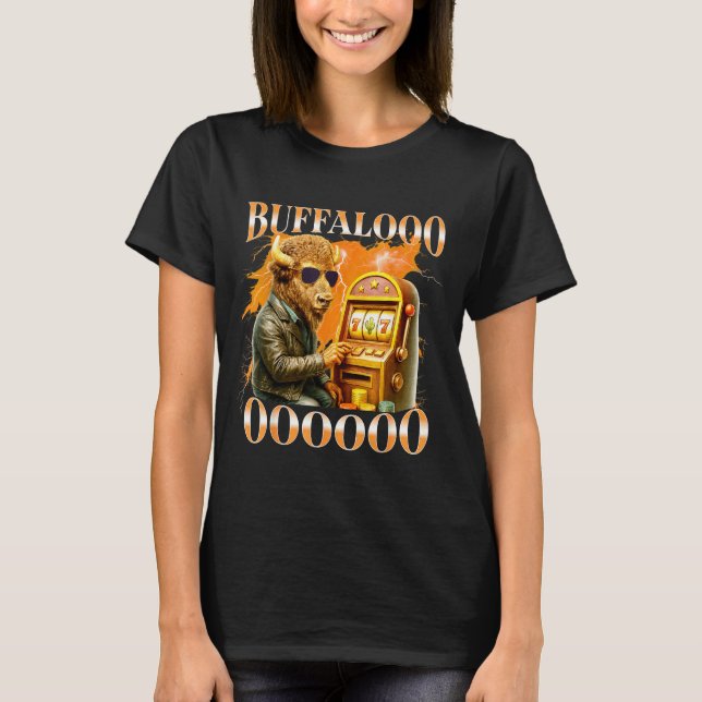 Buffalo Bison Casino Slot Machine Funny Gambling B T-Shirt (Vorderseite)