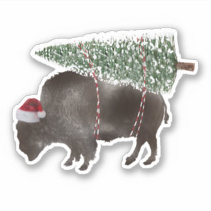 Buffalo Bison Christmas Tree Aufkleber