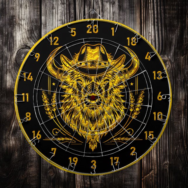 Buffalo Bison Dartboard mit Cowboy Hat Dartscheibe (Von Creator hochgeladen)