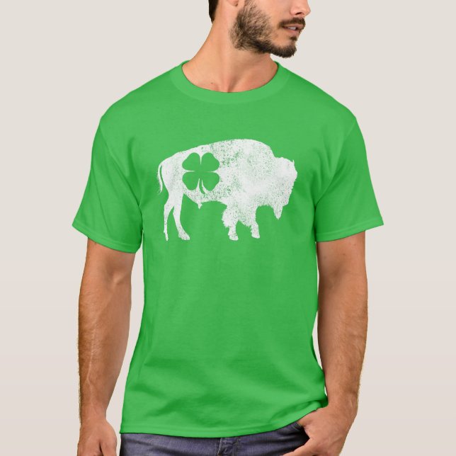 Buffalo Bison Kleeblatt St. Patrick's Day Saint Pa T-Shirt (Vorderseite)
