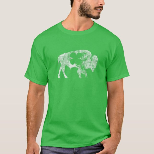 Buffalo Bison Kleeblatt St. Patrick's Day Saint Pa T-Shirt (Vorderseite)