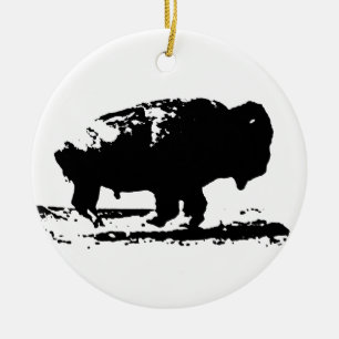 Buffalo Bison Pop Art Keramik Ornament