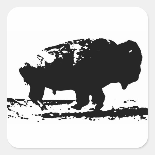 Buffalo Bison Pop Art Quadratischer Aufkleber (Vorderseite)