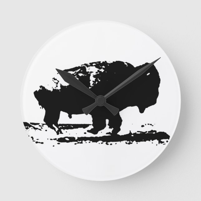 Buffalo Bison Pop Art Runde Wanduhr (Vorderseite)