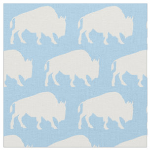 Buffalo Bison Silhouetten Blue Stoff