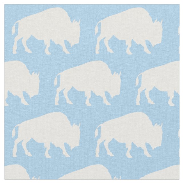Buffalo Bison Silhouetten Blue Stoff (Nahaufnahme)