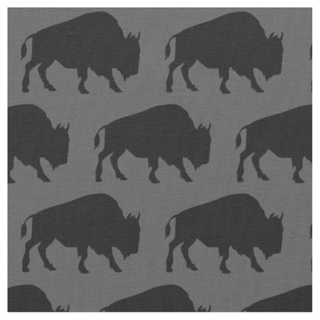 Buffalo Bison Silhouetten Gray Stoff (Nahaufnahme)