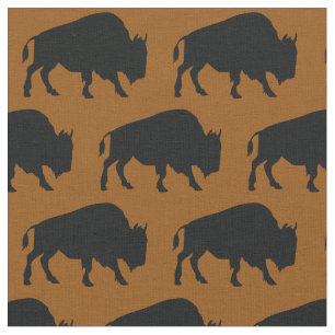 Buffalo Bison Silhouetten Rust Orange Brown Stoff