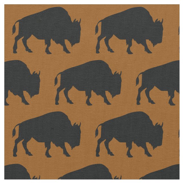 Buffalo Bison Silhouetten Rust Orange Brown Stoff (Nahaufnahme)