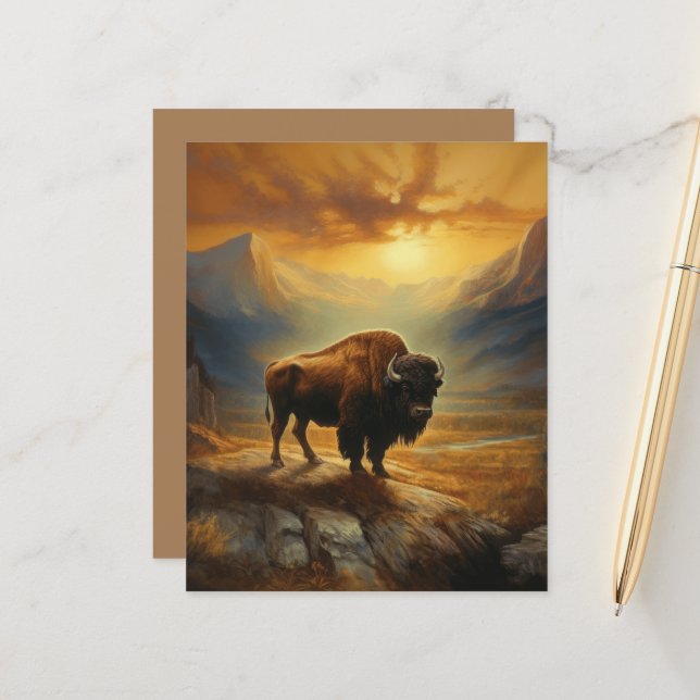 Buffalo Bison Sunset Silhouette (Vorderseite/Rückseite Beispiel)