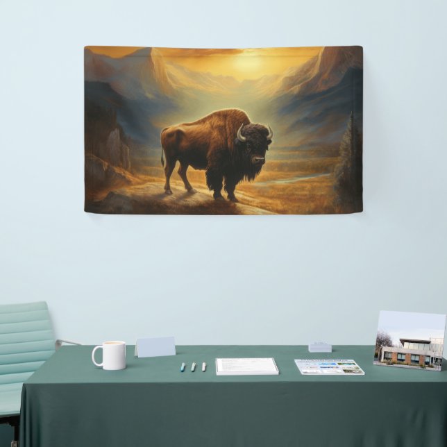 Buffalo Bison Sunset Silhouette Banner (Messeveranstaltung)