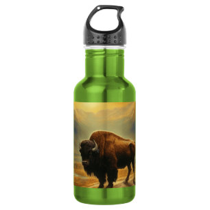 Buffalo Bison Sunset Silhouette Edelstahlflasche