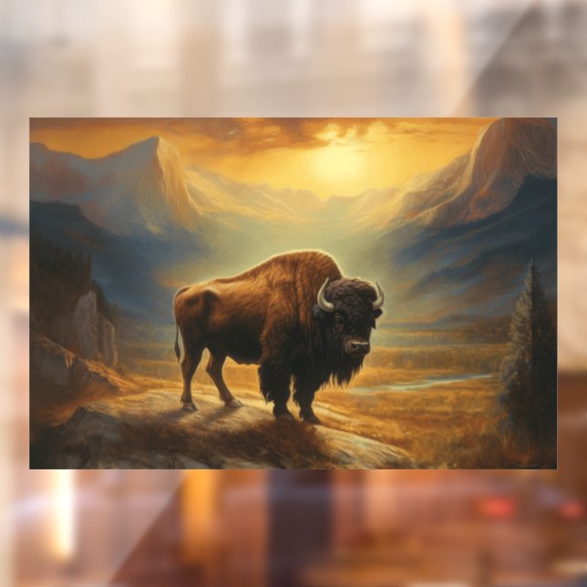 Buffalo Bison Sunset Silhouette Fensteraufkleber (Blatt 2)
