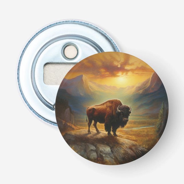 Buffalo Bison Sunset Silhouette Flaschenöffner (Vorderseite)