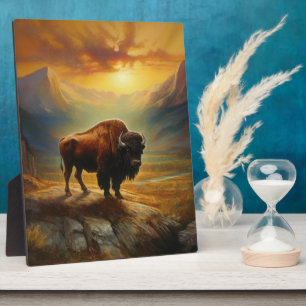 Buffalo Bison Sunset Silhouette Fotoplatte