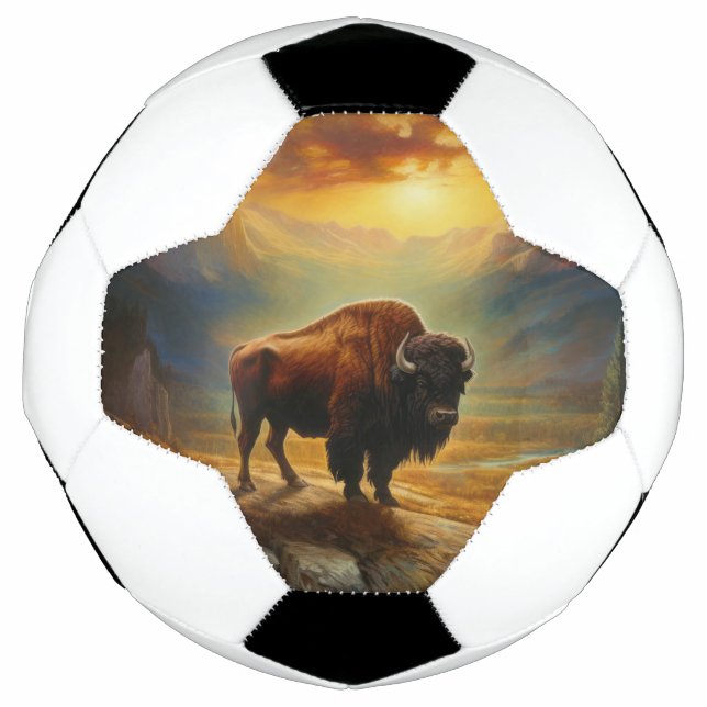Buffalo Bison Sunset Silhouette Fußball (Vorderseite)