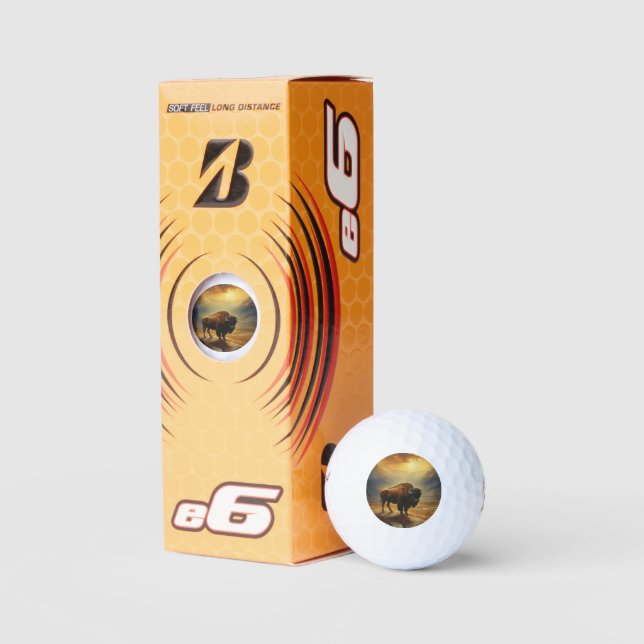 Buffalo Bison Sunset Silhouette Golfball (Verpackungen)
