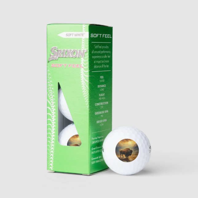 Buffalo Bison Sunset Silhouette Golfball (Verpackung)