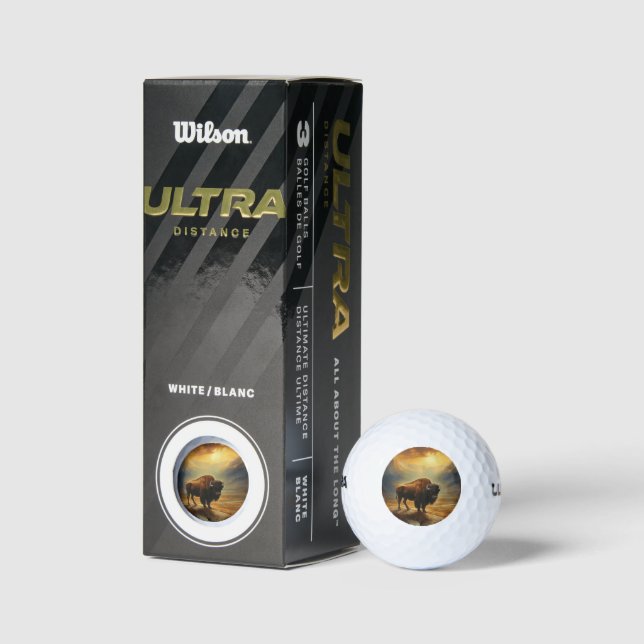 Buffalo Bison Sunset Silhouette Golfball (Verpackungen)